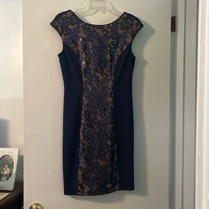 JS Collections dress-Navy/Tan- Worn once